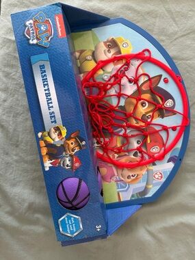 Paw Patrol Blue Backboard Basketball Set with Red Net and Purple Ball